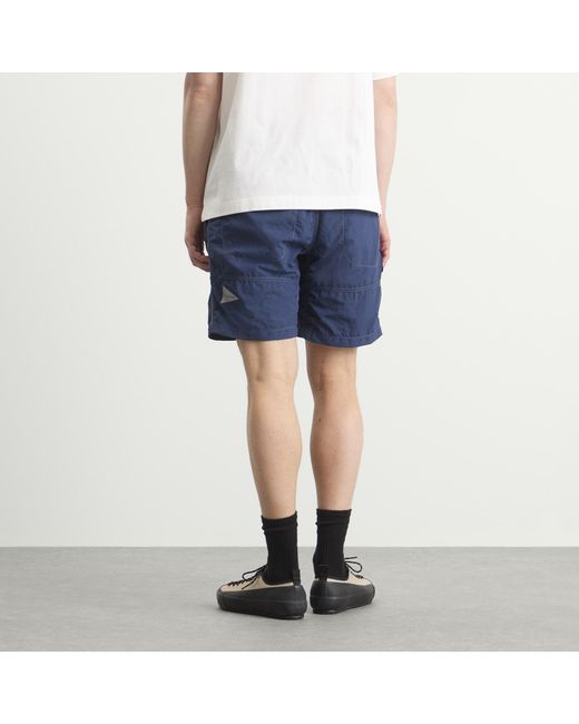 And Wander Blue Ny Taffeta Hiker Shorts for men