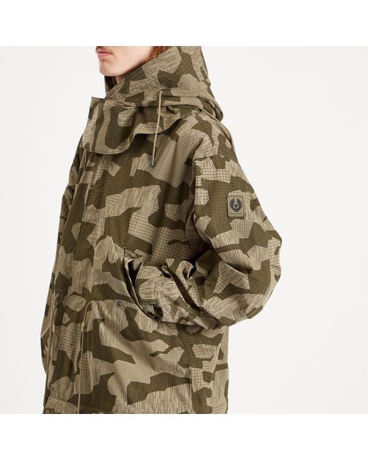 Belstaff Green Terrain Camo Canopy Parka Jacket for men