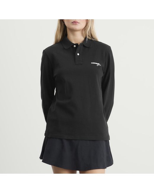 HOMMEGIRLS Metallic Cropped Ss Stripe Pique Polo Shirt