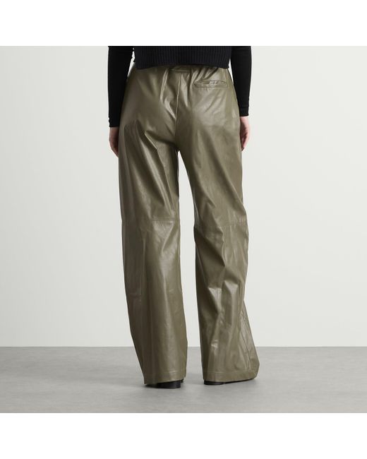 Maison Margiela Green Mm6 Baggy Faux Leather Trousers