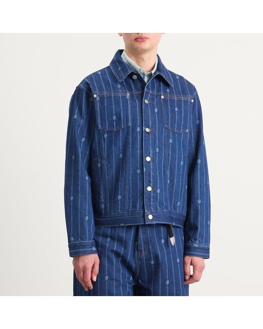 Drole de Monsieur Blue Drole De Monsieur Monogram Denim Jacket for men