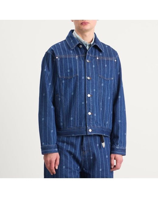 Drole de Monsieur Blue Drole De Monsieur Monogram Denim Jacket for men