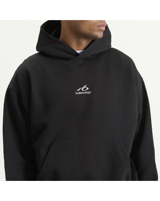 Balenciaga Black Logo Regular Fit Hoodie for men