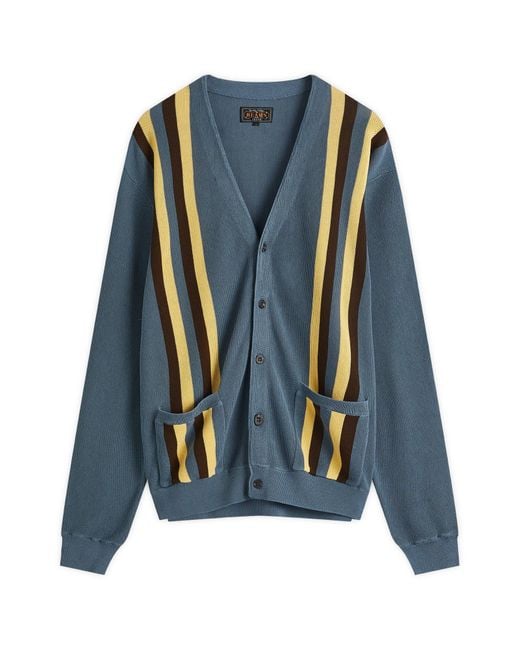 Beams Plus Blue Stripe Cardigan for men