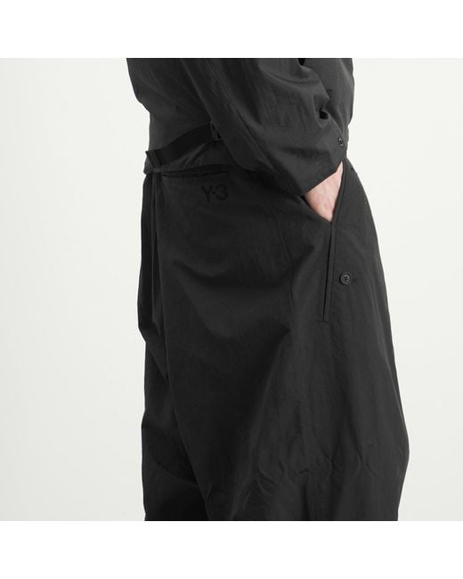 Y-3 Black Nylon Belted Trouser for men