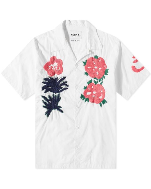 Noma T.D Flower & Cactus Hand Embroidery Vacation Shirt in White