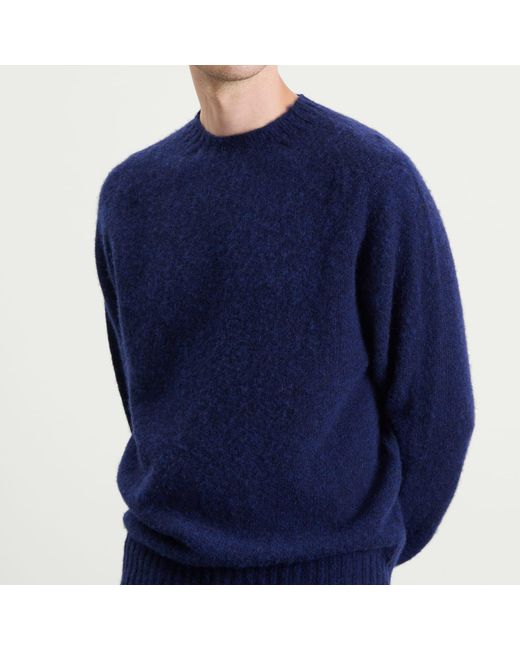 YMC Blue Suedehead Crew Neck Jumper for men