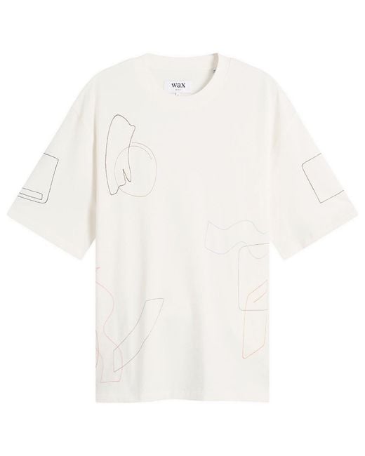 Wax London White Milton Shapes Embroidery T-Shirt for men