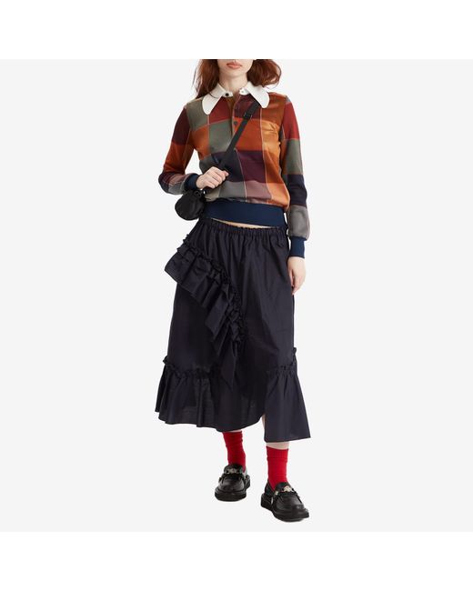 Toga Brown Toga Check Knit Polo Shirt