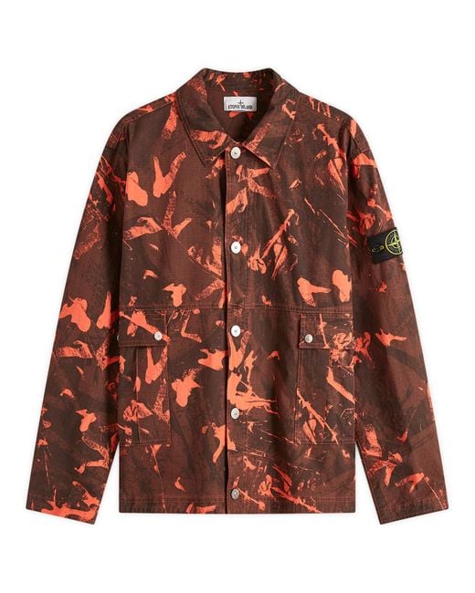 Stone Island Brown Scan Camo Ripstop-Ovd Shirt Jacket for men