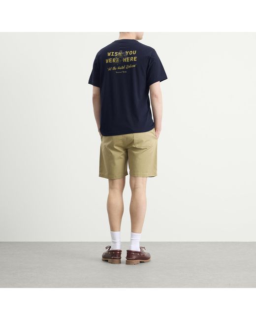 Universal Works Blue Wish You Were Here T-Shirt for men