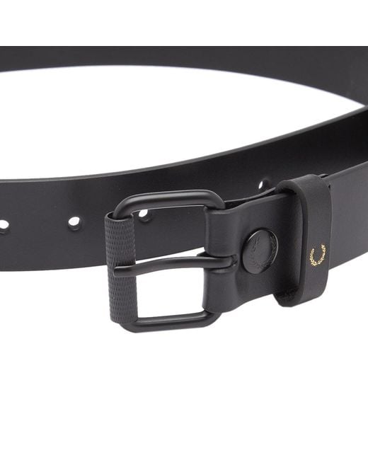 Fred Perry Black Leather Belt for men
