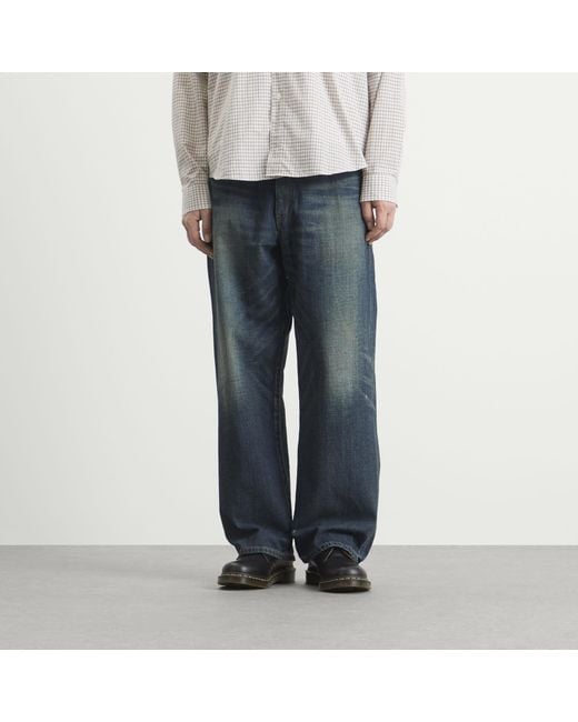 Neighborhood Blue Washed Denim Dp Wide Jeans for men