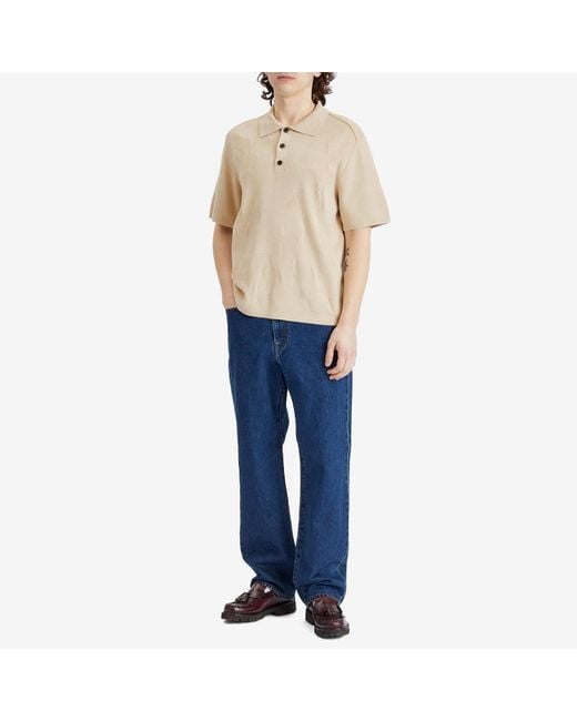Paul Smith Natural Tonal Flower Knit Polo Shirt for men