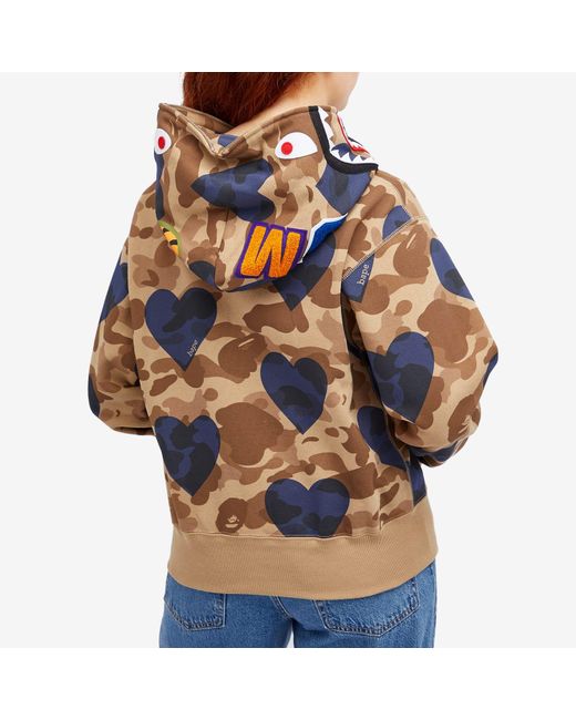 A Bathing Ape Blue I Love Bape Shark Full Zip Hoodie