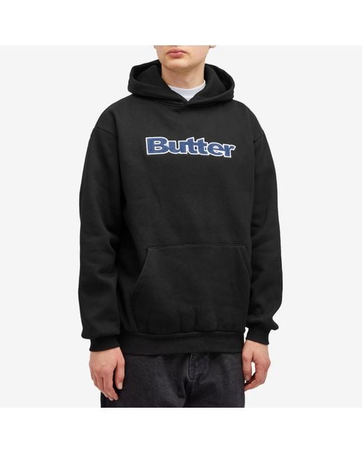 Butter Goods Black Denim Logo Applique Hoodie for men