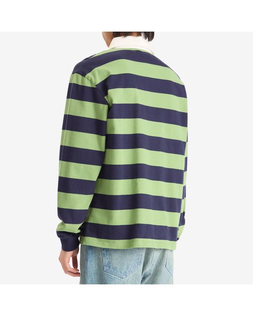 Palmes Green Striped Rugby Shirt for men