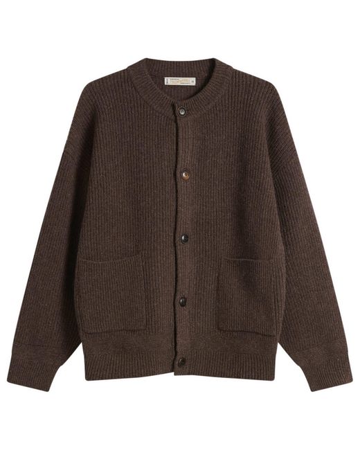 FRIZMWORKS Brown Heavy Wool Round Cardigan for men