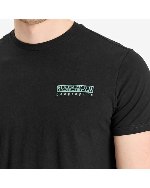 Napapijri Black Geographic Back Print T-Shirt for men