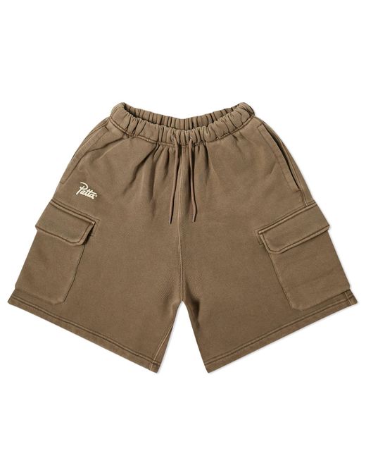 PATTA Brown Basic Washed Cargo Sweat Shorts for men