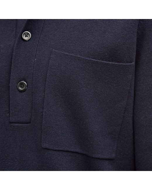 Norse Projects Blue Kian Merino Cotton Milano Polo Shirt for men