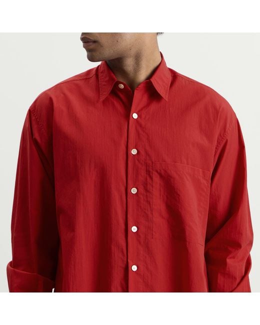 Auralee Red Cotton Lawn Shirt for men