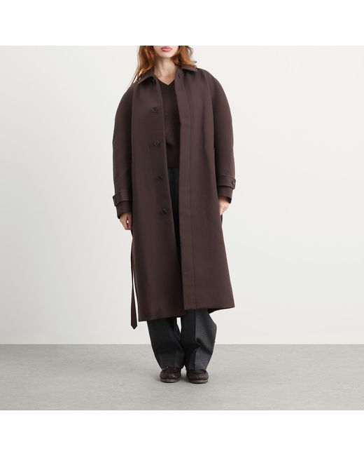 AURALEE Twisted Double Cloth Coat in Brown | Lyst UK
