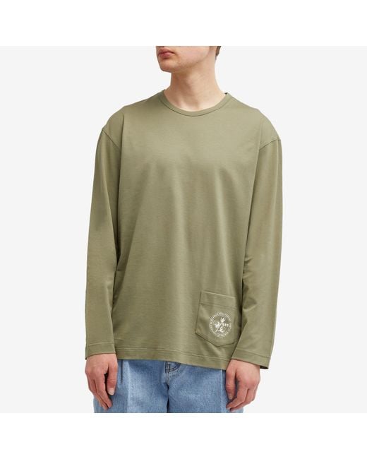 Sunspel Green X Nigel Cabourn Long Sleeve Pocket T-Shirt for men