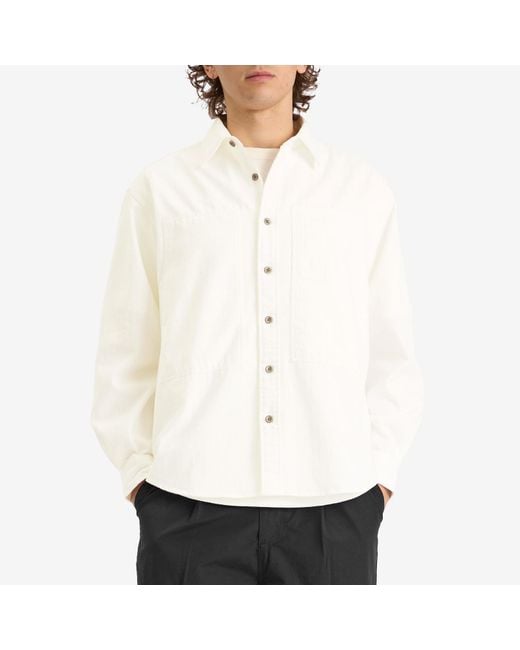 FRIZMWORKS White Denim Carpenter Pocket Work Shirt for men