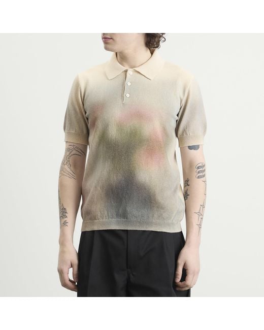 Maison Margiela Natural Knitted Cotton Polo Shirt for men
