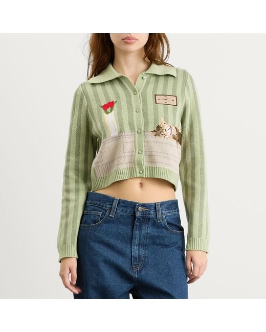 House Of Sunny Green Sleepy Cat Cardigan