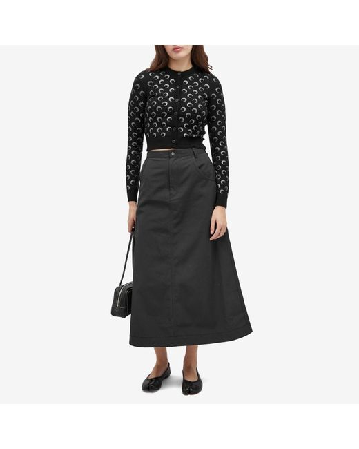 MARINE SERRE Black Moon Rhinestoned Knit Fitted Cardigan