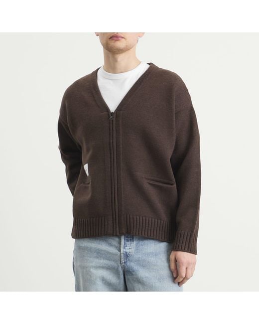 (w)taps Brown Palmer Zip Cardigan for men