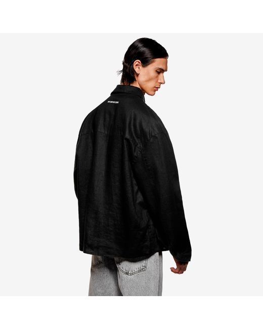 MKI Miyuki-Zoku Black Linen Box Dress Shirt for men