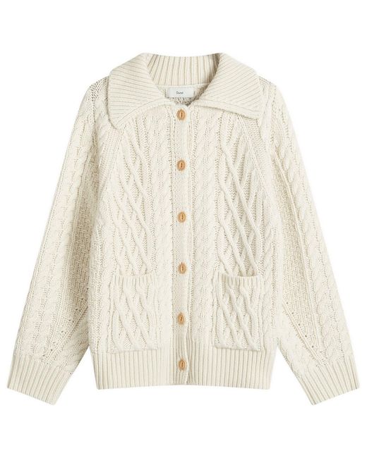 DUNST White Fisherman Knit Cardigan