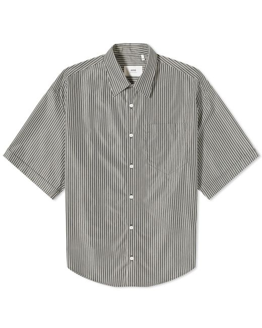 AMI Gray Stripe Boxy Short Sleeve Shirt for men