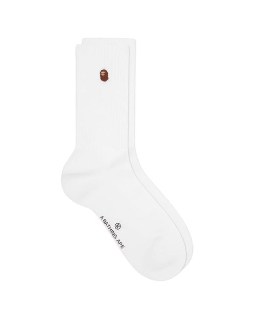 A Bathing Ape White Ape Head One Point Socks for men