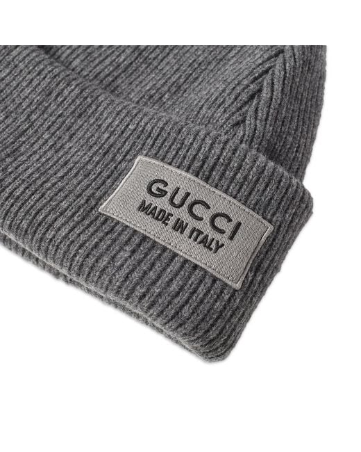 Gucci Gray Patch Beanie Hat for men