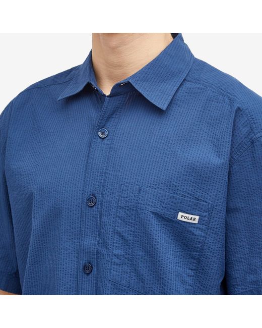 POLAR SKATE Blue Mitchell Short Sleeve Shirt for men