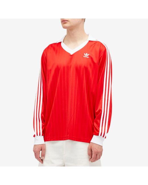 adidas Pique Long Sleeve T Shirt in Red for Men Lyst