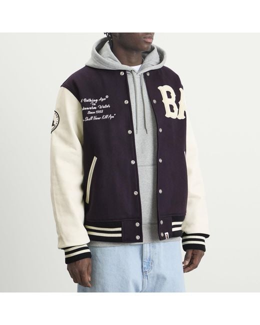 A Bathing Ape Blue Varsity Jacket for men