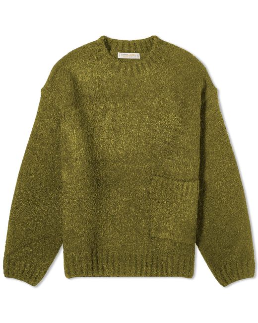 FRIZMWORKS Green Alpaca Boucle Pocket Sweater for men