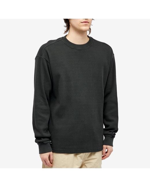PATTA Black Long Sleeve Basic Waffle T-Shirt for men