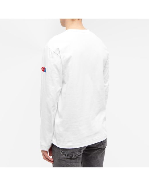 COMME DES GARÇONS PLAY White Long Sleeve Invader T-Shirt for men