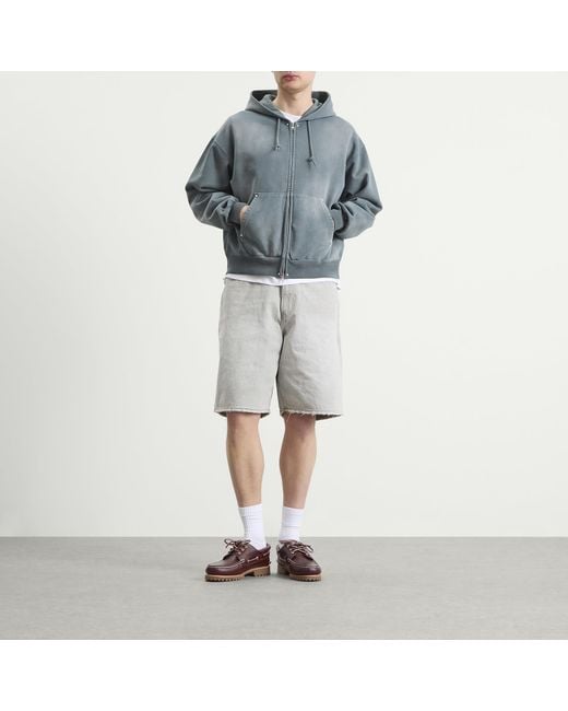 Beams Plus Gray Damage Denim Shorts for men