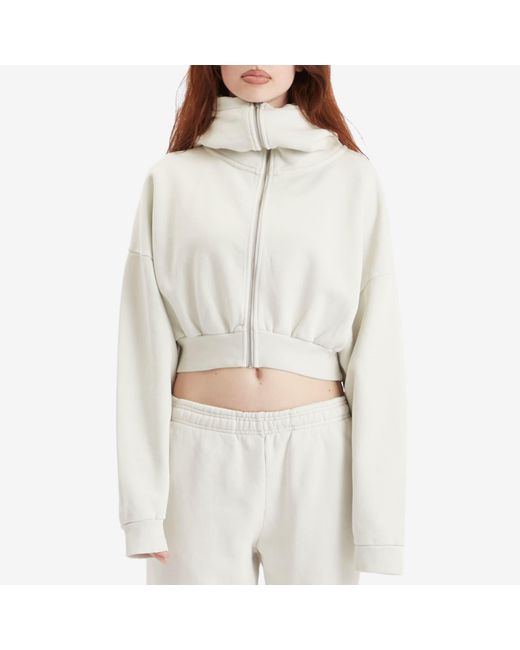 Entire studios White Cropped Full Zip Hoodie