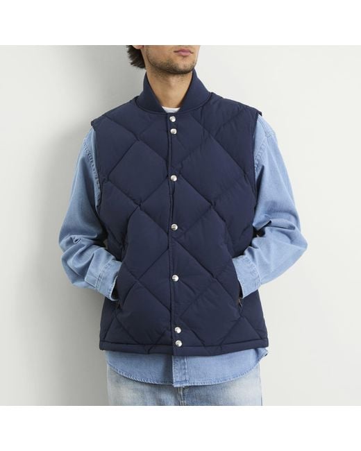 Dubbleware Blue Dubble Down Diamond Quilted Vest for men