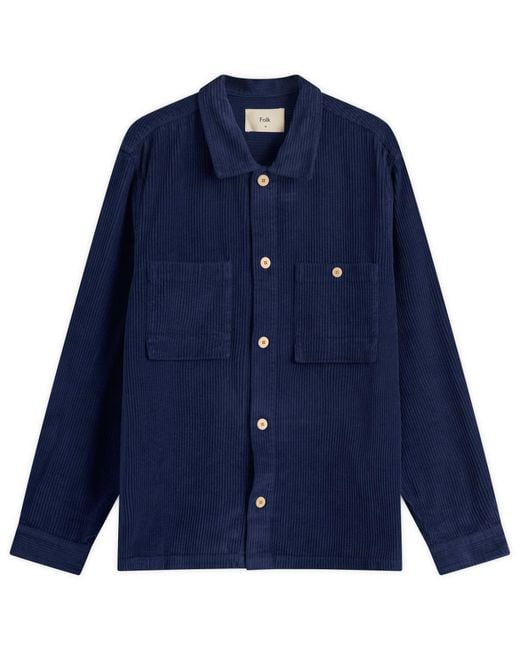 Folk Blue Patch Overshirt for men