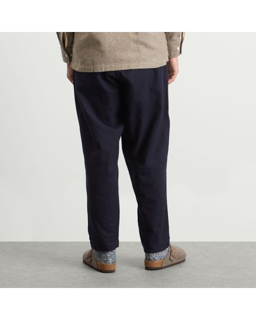 Universal Works Blue Brushed Moleskin Pleated Track Pant for men