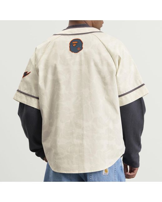 A Bathing Ape Natural Solid Camo Baseball Shirt for men